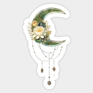 Elegant, noble moon with flowers Sticker
